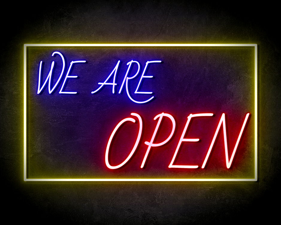 WE ARE OPEN YELLOW neon sign - LED Neon Leuchtreklame - LEDreclamebords.nl