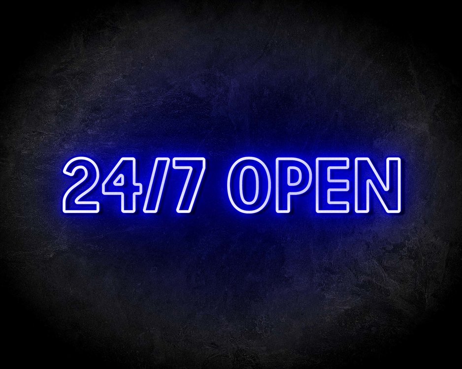 24/7 OPEN neon sign - LED Neon Reklame - LEDreclamebords.nl