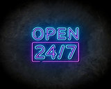 Open 24/7 Square neon sign - LED Neon Reklame_