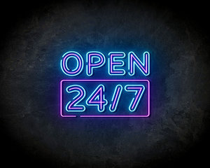 Open 24/7 Square neon sign - LED Neon Reklame