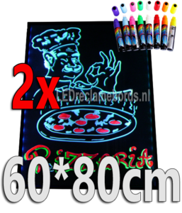 2 stuks : LED schrijfbord 60cm*80cm | 90 functies