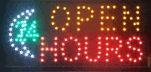 LED bord '24 HOURS OPEN'