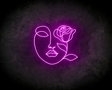 Face with rose neon sign - LED Neon Reklame