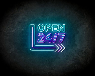 Open 24/7 neon sign - LED Neon Reklame